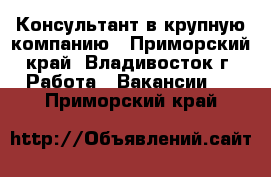 Консультант в крупную компанию - Приморский край, Владивосток г. Работа » Вакансии   . Приморский край